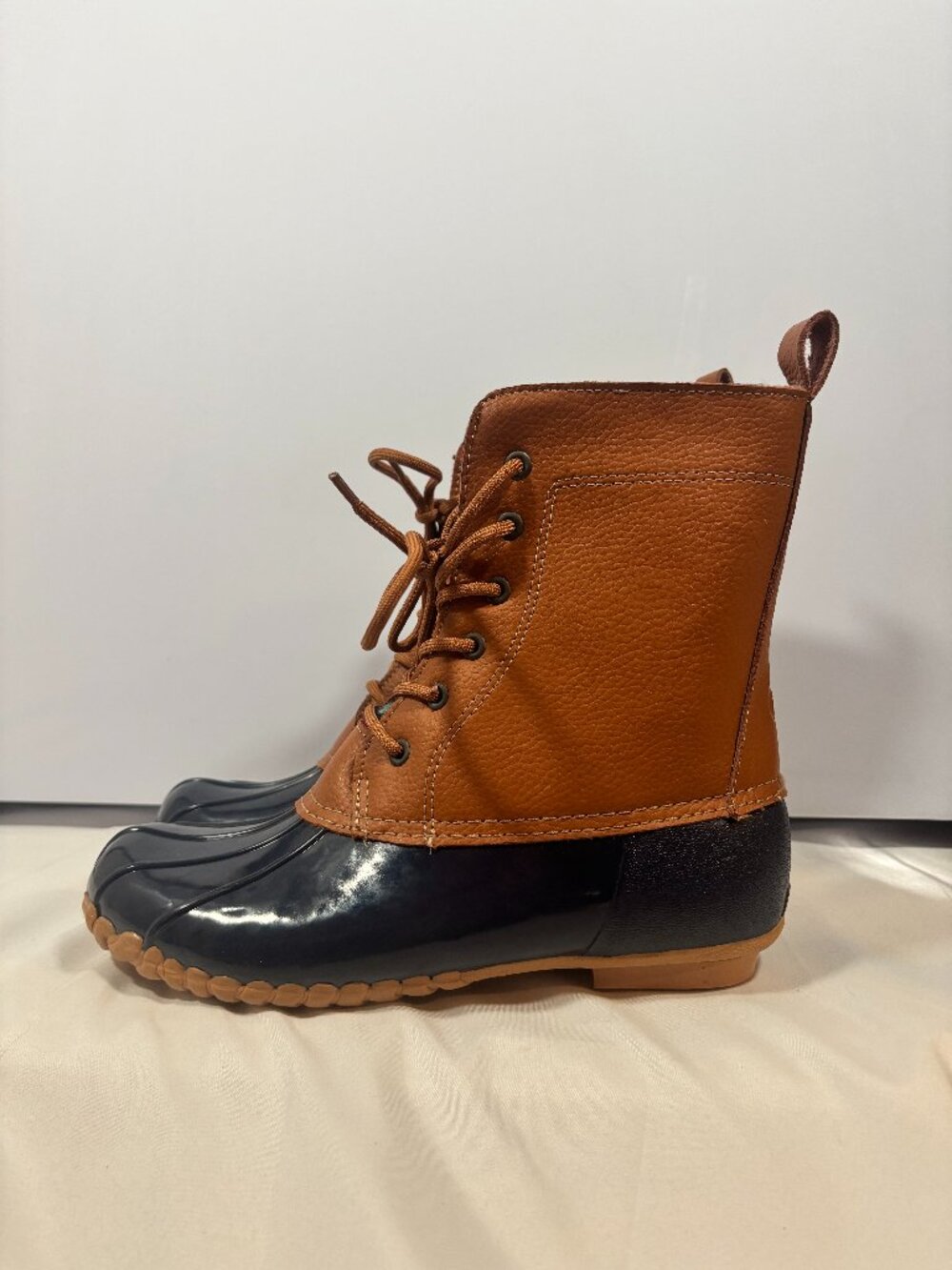 Sporto The Original Duck Boot Arianna Brown Leather Waterproof Rain Boots NWT
